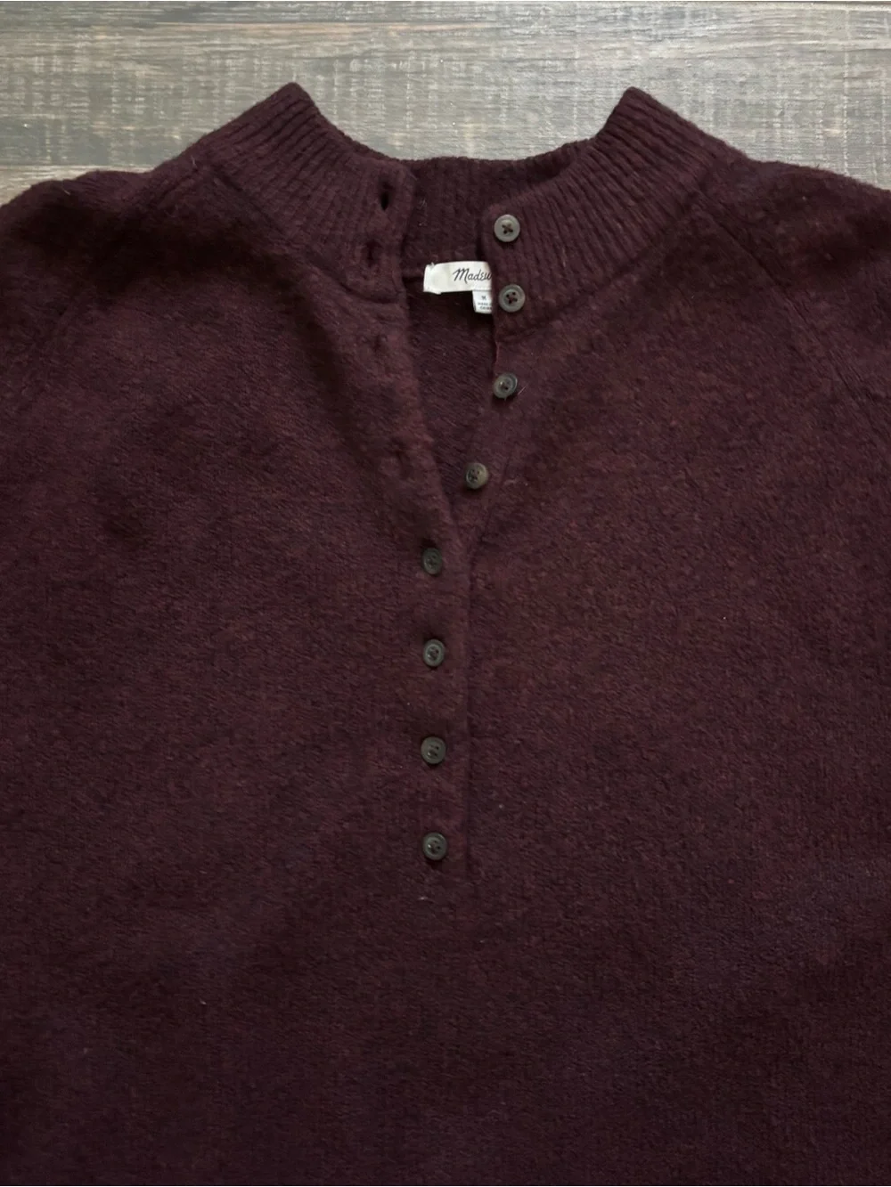 Madewell Pembury Henley Mockneck Sweater in Heather Burgundy